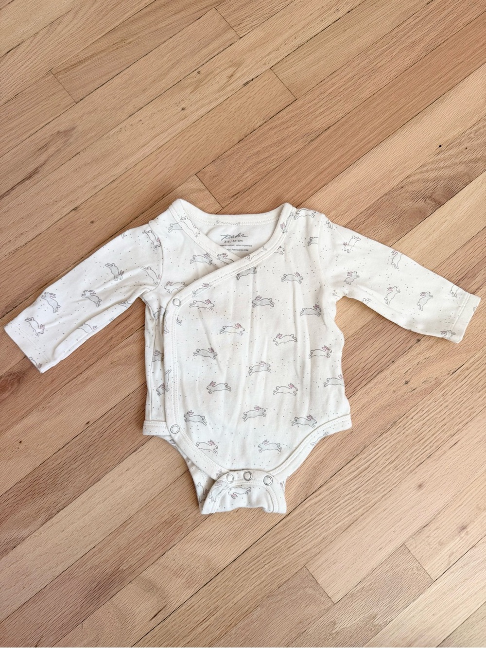 PEHR Organic Cotton Baby One-Piece in Cream with Bunny Print
